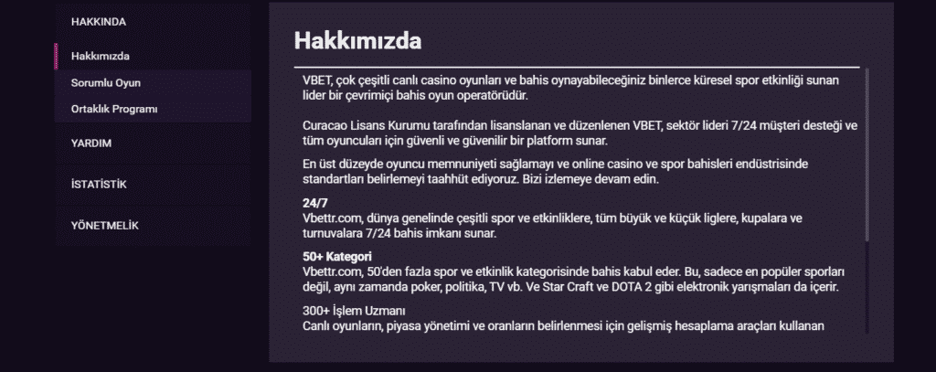 Vbet Informações Gerais